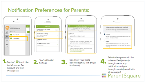setting notification preferences for parentsquare
